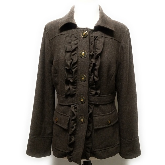 ANTHROPOLOGIE Olive Green Wool Jacket Coat Size S